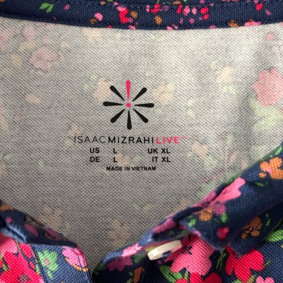 Isaac Mizrahi Live Floral Polo Shirt Navy Multi Size L - Picture 8 of 9